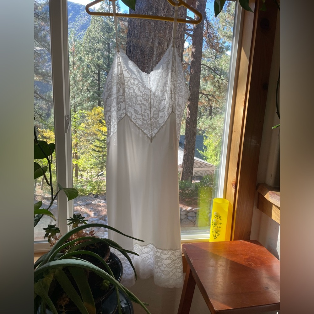 Vintage Vanity Fair White Lace Slip Dress